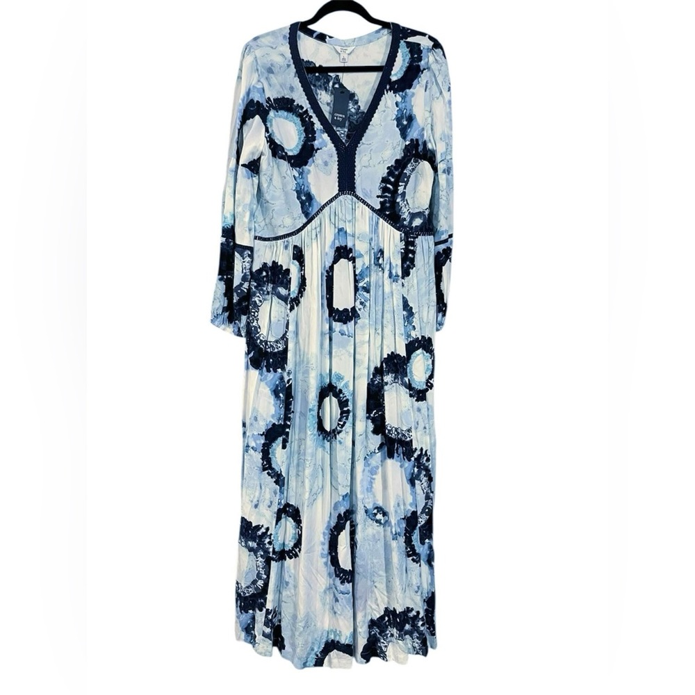 New Crown & Ivy Tie Dye V Neck Long Sleeve Maxi Dress